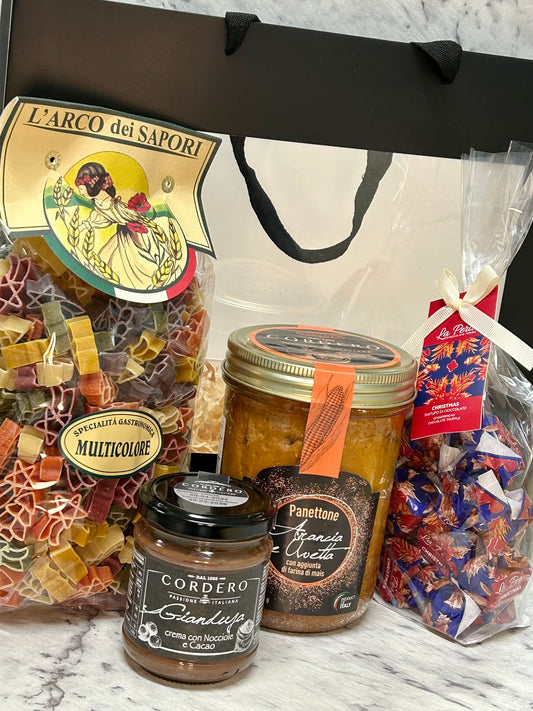 Christmas Hamper with Traditional orange and raisin panettone