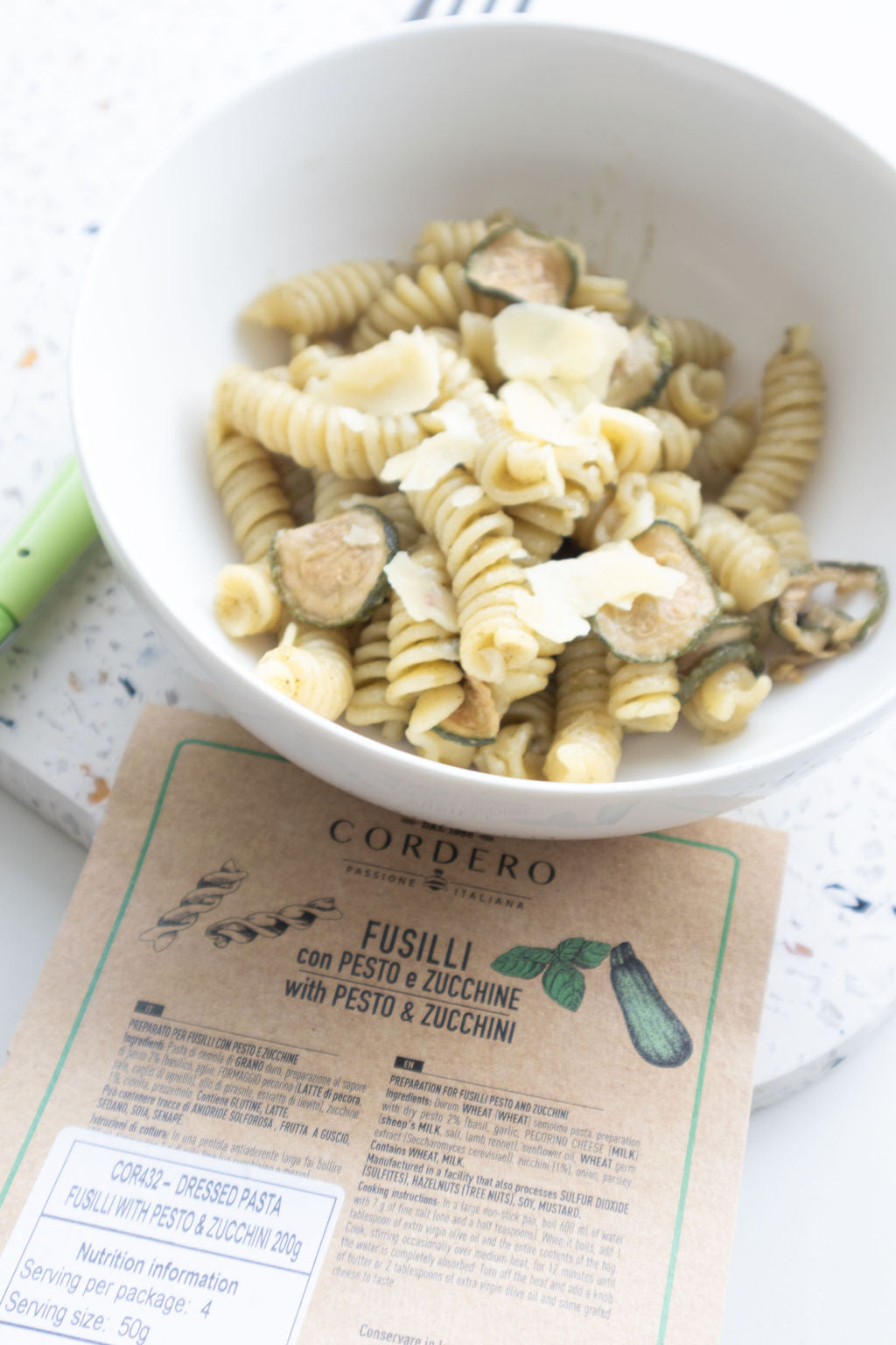 Pasta Arisata Fusilli with zucchini and pesto